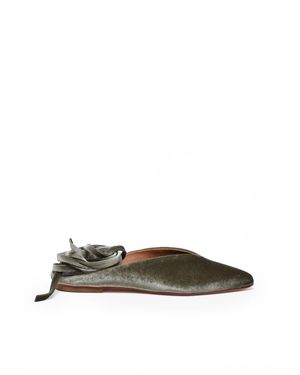 Post & Co Slip-On Mule Shoes With Pointed Toe And Ankle Strap - Green