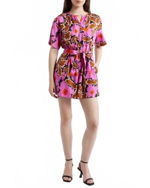 FRNCH Salvinia Floral Cotton Blend Romper - Red