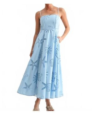 Evenuel Seaside Eyelet Midi Dress - Blue