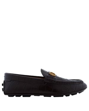 Bally Keeper Ebano Croc-Embossed Kerbs Drivers, Brand Size 6 Us Size 7 - Black