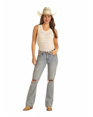 Rock & Roll Denim Mid Rise Bootcut Jean - White
