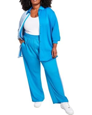 Nina Parker Plus Colorblock Sheen Blouse - Blue