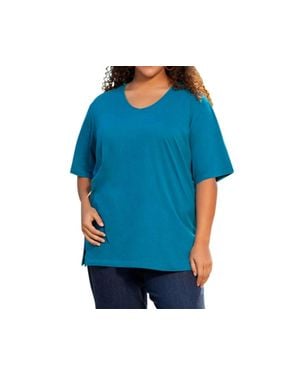 On The Plus Side Cotton Short Sleeve Tee - Blue