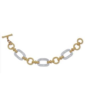 Palmbeach Jewelry Crystal Goldtone Hammered Paperclip Link Bracelet 7.5-Inch - Metallic