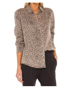 Monrow Leopard Long Sleeve Shirt - Brown