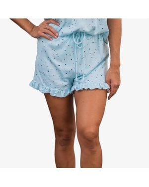 Calypsa Plus Extra Soft Lounge Ruffle Shorts - Blue