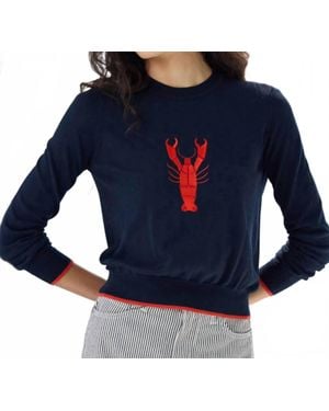 Autumn Cashmere Lobster Crewneck Sweater - Blue
