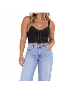 Mono B Bustier Lace Corset Top - Black