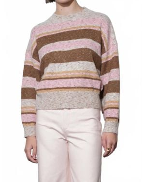 Greylin Wendy Slouchy Crew Neck Stripe Sweater - White