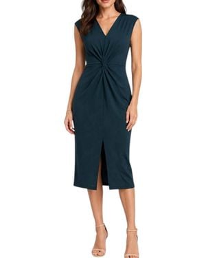 Last Tango Knot-Front Sleeveless Dress - Blue