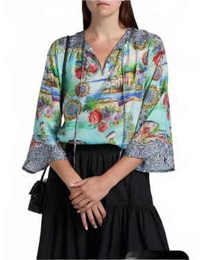 Johnny Was Lepin Flowy Blouse - Blue