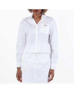 Versace Barocco Jacquard Cropped Shirt, Brand Size 38 Us - White