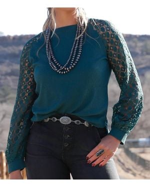 Cinch Long Sleeve Knit Top - Blue