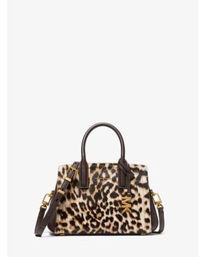 Michael Kors Laila Small Leopard Print Calf Hair Satchel - Multicolor