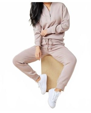 Softies Dreamtech 1/4 Zip Jogger Set - Brown