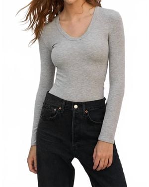 PERFECTWHITETEE Robyn Long Sleeve Top - Gray
