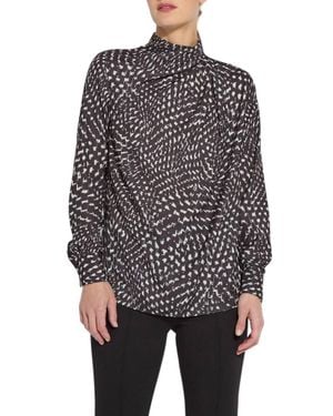 Lyssé Topacio Embellished High Neck Blouse - Gray