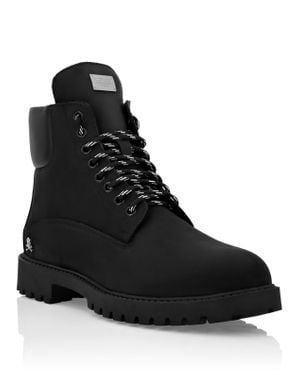 Philipp Plein Nabuk Low Flat Boots - Black