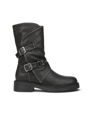 Blowfish Faux Leather Mid-Calf Biker Boots - Black