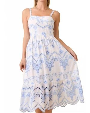 Main Strip Bluebell Eyelet Midi Dress - Purple