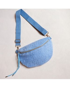 SACHARRY Embossed Daisy Blossom Belt Sling Bag - Blue