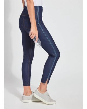 Lyssé Denim Legging With Stripe - Blue