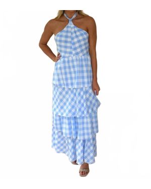 Sundayup Tara Plaid Halter Dress - Blue
