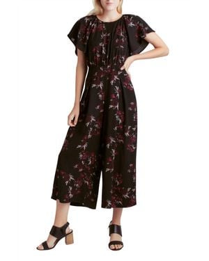 Kensie Flutter Sleeve Belted Jumpsuit - Black