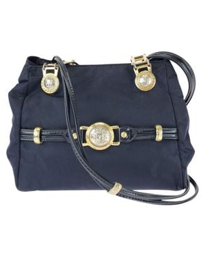 Versace Nylon Patent Leather Shoulder Bag - Blue