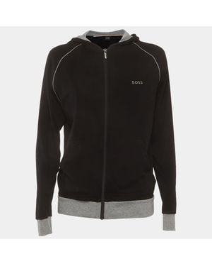 BOSS Jersey Zip-Up Hoodie - Black