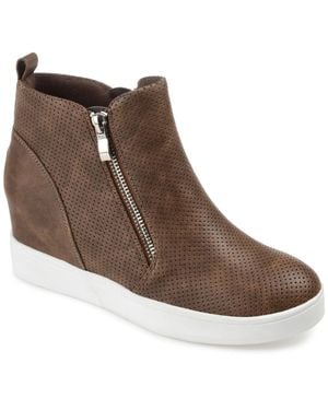 Journee Collection Collection Wide Width Pennelope Sneaker Wedge - Brown