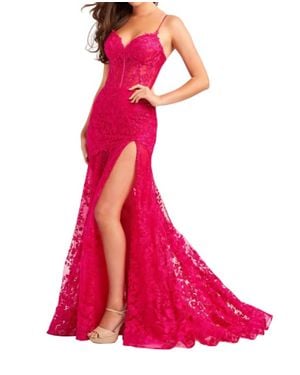 Ellie Wilde Embroidered Tulle Gown - Pink
