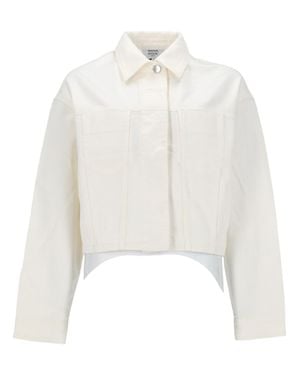 Maison Kitsuné Boxy Fit Cropped Cotton Jacket - White