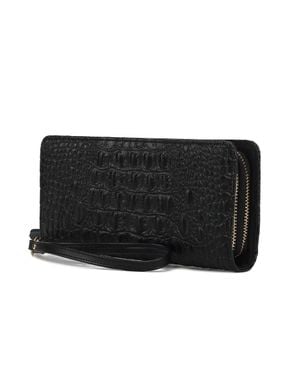 MKF Collection by Mia K Eve Genuine Leather Crocodile-Embossed Wristlet Wallet By Mia K - Black