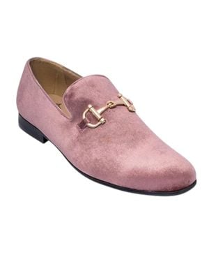 Royal Shoes Velvet Formal Slip On Loafers - Pink