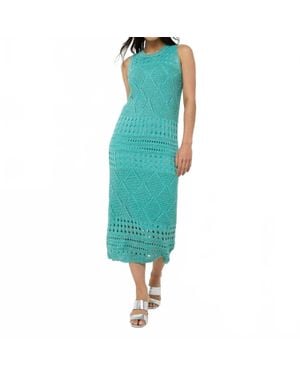 EsQualo Fancy Open Knit Dress - Green