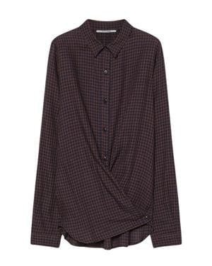 Pomandère Notte Gingham Lyocell-Cotton Flannel Shirt - Purple