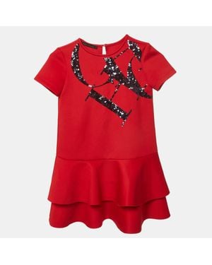Carolina Herrera Neoprene Sequin Mini Dress - Red