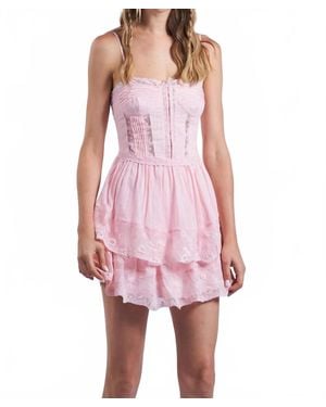 Sky To Moon Corset Seam Flutter Dress - Pink