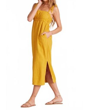 Bobi Tied Strap Midi Dress - Yellow