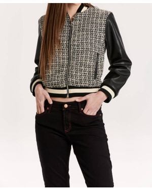 Another Love Janel Coco Tweed Bomber Jacket - Black