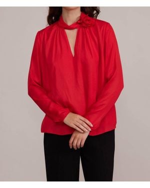 Lucy Paris Leighton High Neck Top - Red