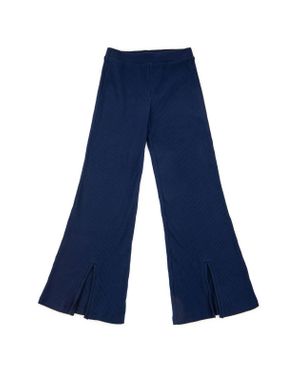 Terez Rib Split Flare Pants - Blue