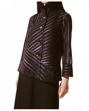 Joseph Ribkoff Striped High-Neck Jacket - Black