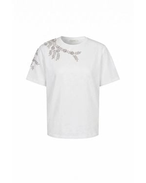 Riviera Short Sleeve T-Shirt With Beaded Applique - White