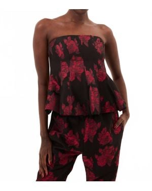 MISA Los Angles Piper Strapless Peplum Top - Red