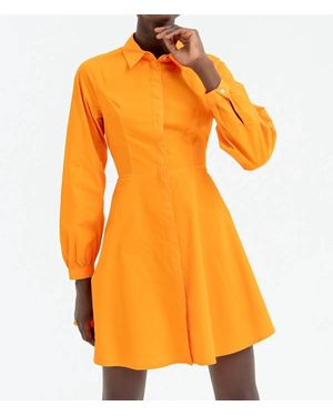 Fracomina Chemisier Denim Mini Dress - Orange