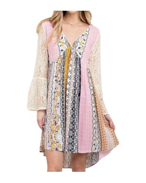 Kori Mixed Print Lace Dress - White