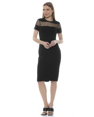 Alexia Admor Everleigh Short Sleeve Midi Cocktail Dress - Black