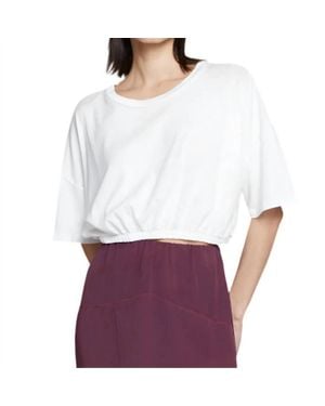 Stateside Cloud Jersey Cropped Elastic Waist Tee - White